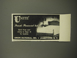 1951 Union-National Unite French Provincial Bed Advertisement - £14.72 GBP