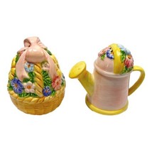 Ganz Salt Pepper Floral Basket and Watering Can 3 in Bella Casa Vintage New - £26.03 GBP