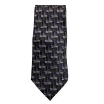 Stafford Mens Tie Black Geometric Pattern Traditional 100% Silk USA NeckTie - $11.99