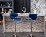 Blue Set Of 2 Roundhill Furniture Masaccio Velvet Upholstered Adjustable... - $116.99
