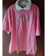 Vintage *NOS* Morning Sun Womens  2x Dark Pink Butterfly Collar SS Shirt... - £15.79 GBP