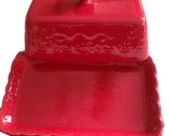 Pioneer Woman ~ TONI ~ Stoneware ~ Embossed ~ Red ~ Covered Butter Dish - £25.68 GBP