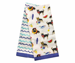 NEW Puppy Dog Beach Playtime Kitchen Towels Set of 2 cotton 28 x 18 inches - £8.61 GBP