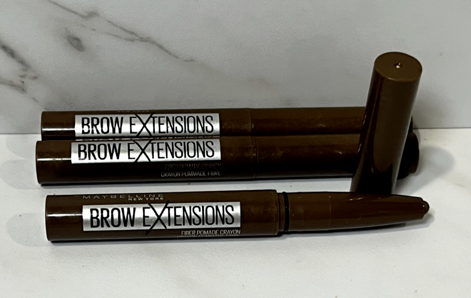 3 Maybelline Brow Extensions Fiber Pomade Crayon 257 Medum Brown 0.014 oz - $11.09