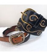 Brighton Belt set Size M Black 35603 &amp; 36200 Reversible Croc black brown... - $457.05 MXN