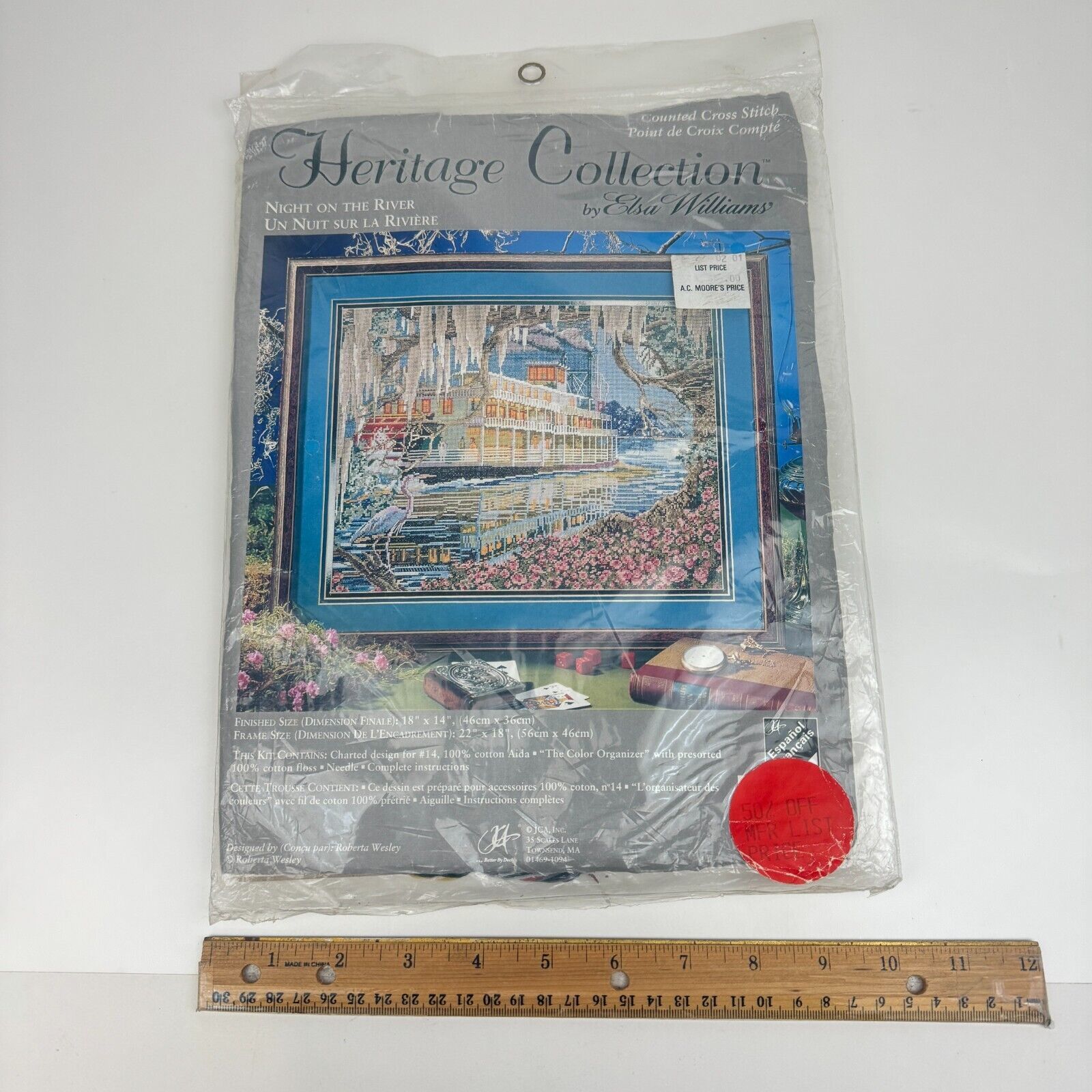 Vtg Heritage Collection Elsa Williams Night on the River Counted Cross Stitch - £50.45 GBP