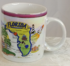 Florida State Mug Palm Trees Beach Dolphins Gator Flamingo - £10.20 GBP