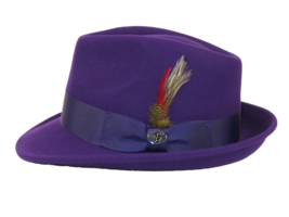 Men Bently Headwear Hat Australian Wool Pinch Front Fedora Hudson HU430 Purple - £40.30 GBP