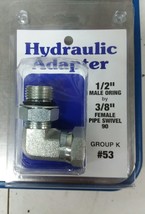 Hydraulic Adapter 1/2” MALE O-RING X 3/8” FEMALE PIPE SWIVEL 90 DEGREE - £15.47 GBP