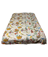 Vtg 50s Peter Pan Neverland Barkcloth Fabric Twin Bedspread Tinkerbell Hook - £135.95 GBP