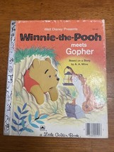 Winnie The Pooh Meets Gopher A Little Golden Book AA Milne 1965 - £5.53 GBP