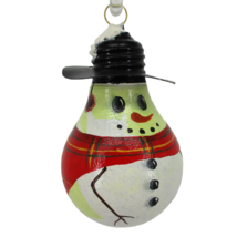 Unique Hand Crafted Snowman *Light Bulb Art* Artist Signed - £17.11 GBP