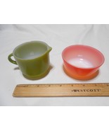 2 vintage orange &amp; green Anchor Hocking Dinnerware Fire King Bowls Oven ... - $18.80