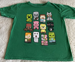Mojang Minecraft Boys Green Pig Cheetah Zombie Alex Short Sleeve Shirt 8 - £7.44 GBP