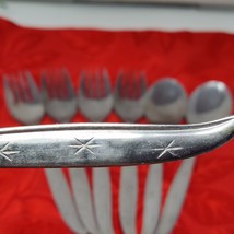 7X SF Tsp N.S. CO. STARETTE Stainless Salad Forks Teaspoons Japan Starburst - $24.98