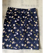 BODEN 10 Regular Navy woven cotton PENCIL SKIRT Pink cherry blossom prin... - $46.53