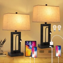 Table Lamps Set Of 2, Dimmable Table Lamps With Usb Charging Ports And Ac Outlet - $118.99