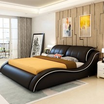 Genuine Leather Bed Frame Rectangle Upholstered Camas Double beds Designer lit 2 - £1,247.64 GBP