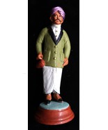 Vtg Hand Painted Indian Clay Krishnanagar Look Purple Turbin Green Suit ... - $463.85 MXN