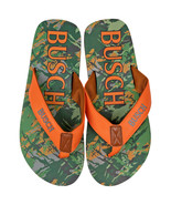 Busch Hunter Orange Text Logo Tree Camo Men&#39;s Flip Flop Sandals Multi-Color - £21.22 GBP
