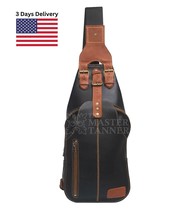 Mens Leather Chest Shoulder Bag Crossbody Backpack Sling Bag Sport Travel Bag - £30.89 GBP