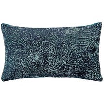 Visconti Teal Blue Chenille Throw Pillow 12x20, with Polyfill Insert - £47.92 GBP