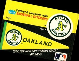 1986 Fleer Pennant Team Stickers famous feats on back Athletics - £0.78 GBP