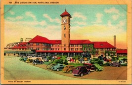 Union Railroad Station Portland Oregon UNP Linen Postcard C3 - £2.19 GBP