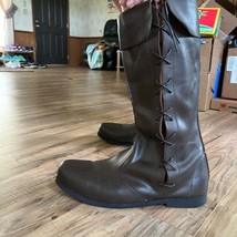 Mens Vintage Dark Brown Western Cowboy Boots Leather Retro Ranch Long Shoes - £60.09 GBP