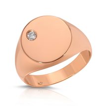 14K. Solid Gold Large Round Signet Ring Women Female Ladys Ladies Signet Ring Wi - £753.64 GBP