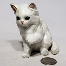 VTG Lefton White Persian Kitten Cat Porcelain Figurine Sit Gray Paws Japan 1513 - £11.70 GBP