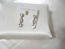 Charter Club 1-1/2&quot; Silver-Tone Jeweled Linear Drop earrings B2003 - £8.99 GBP