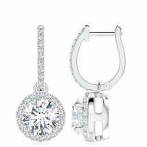 Authenticity Guarantee 
ANGARA Lab-Grown Diamond Dangle Earrings with Halo in... - £6,083.84 GBP