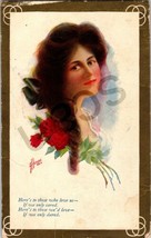 Young Brunnette Lady Love Poem Postcard Posted Alabama 1910 Green Benjamin - £12.52 GBP