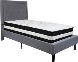 Platform Bed In Light Gray Fabric By Flash Furniture&#39;S Roxbury Twin Size With - £563.50 GBP