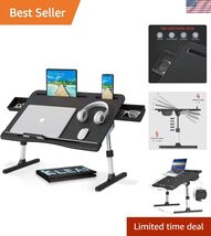 Laptop Des for Bed, Lap Dess Trays with Double Storage Drawers, Adjustab... - $136.60