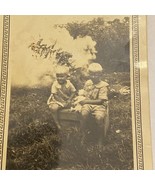 Found Black And White Photo 2 Young Kids Sitting On Wood Crate 1920s - £7.12 GBP