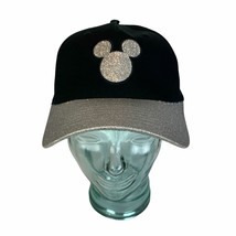 Disney World Baseball Hat Cap Mickey Minnie Mouse Glitter Black Silver Florida - £17.56 GBP