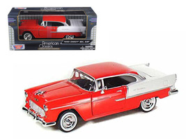 1955 Chevrolet Bel Air Red 1/24 Diecast Car Motormax - £29.51 GBP