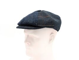 Wool Donegal Tweed Herringbone Patch Newsboy Cap Multi Colour Flat Cap - $25.47