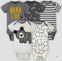 Gerber Baby Boys 5 Pack Short Sleeve Onesies Size Newborn NEW Bears - £7.37 GBP