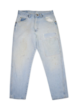 Wrangler Jeans Mens 32x29 Patchwork Light Wash Denim Distressed Repaired... - $31.78