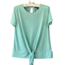 Ellen Tracy mint green short sleeve tie front keyhole back top blouse Size XL - £9.51 GBP