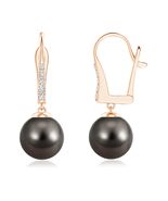 ANGARA Tahitian Pearl Leverback Earrings in 14K Solid Gold (Grade: AAA |... - $1,426.50