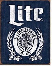 Miller Lite Brewing Beer Bottle Logo Weathered Retro Bar Pub Wall Art Decor Sign - £12.41 GBP