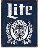 Miller Lite Brewing Beer Bottle Logo Weathered Retro Bar Pub Wall Art De... - £12.69 GBP
