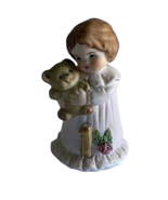 Enesco Growing Up Girls Age 1 Birthday Figurine Brown Hair Girl Bear Flo... - $3.98