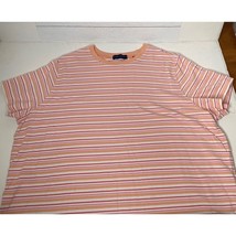 Karen Scott II Pink Orange White Striped Short Sleeve Crewneck Shirt Wom... - £15.93 GBP