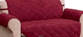 Innovative Textile Solutions-Hudson Sherpa Sofa Slipcover Burgundy - £60.04 GBP