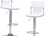 Set Of 2 Sidanli White Adjustable Swivel Counter Bar Stool Chairs With B... - £173.90 GBP